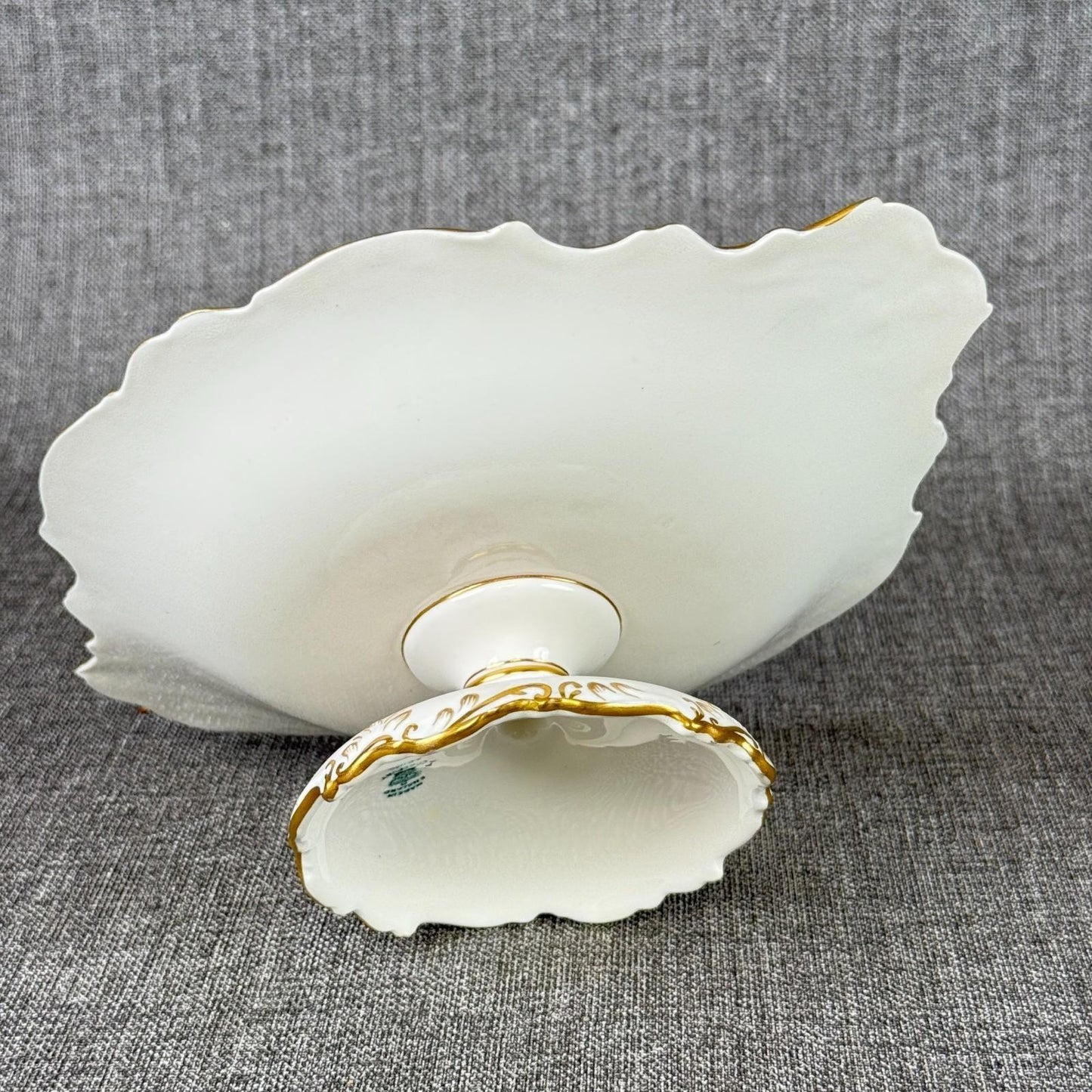 Vintage  Coalport England Pedestal Compote Dish – Hand Painted Floral, Gold Gilt