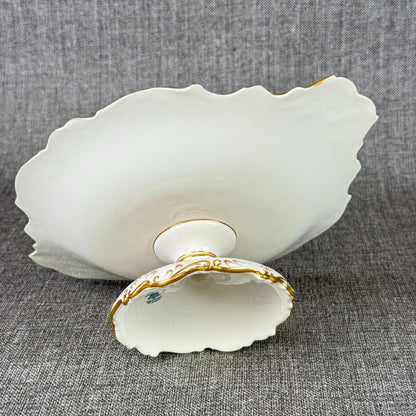 Vintage  Coalport England Pedestal Compote Dish – Hand Painted Floral, Gold Gilt