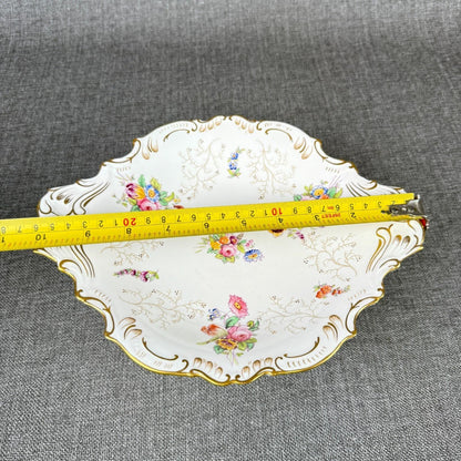 Vintage  Coalport England Pedestal Compote Dish – Hand Painted Floral, Gold Gilt