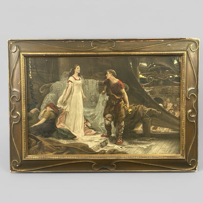 Antique Tristan and Isolde by Herbert James Draper Gravure Print Framed  31"x22"