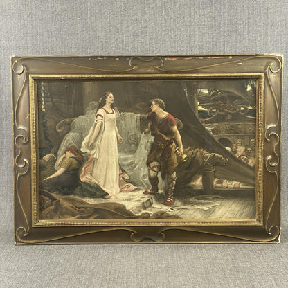 Antique Tristan and Isolde by Herbert James Draper Gravure Print Framed  31"x22"