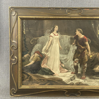 Antique Tristan and Isolde by Herbert James Draper Gravure Print Framed  31"x22"