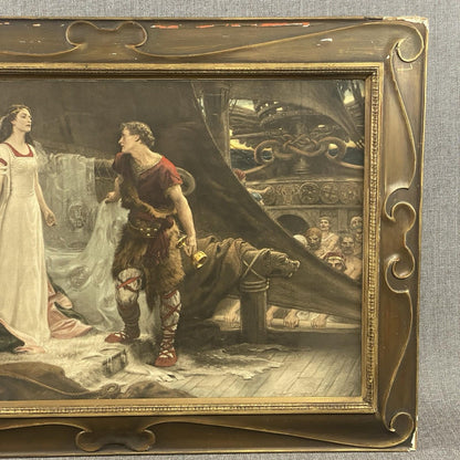 Antique Tristan and Isolde by Herbert James Draper Gravure Print Framed  31"x22"