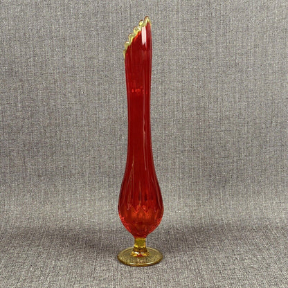 Vintage MCM 1960’s Amberina Fenton 17” Swung Vase