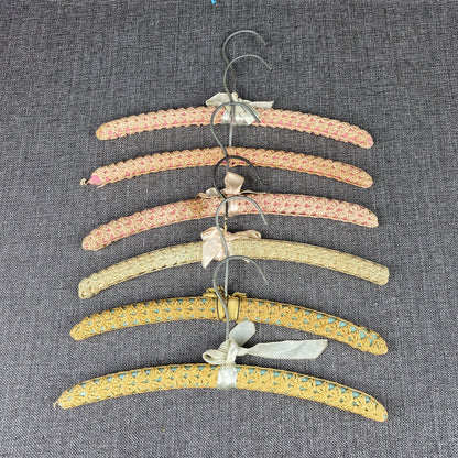 Vintage Covered Hangers Knit Handmade Metal and Plastic