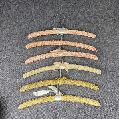 Vintage Covered Hangers Knit Handmade Metal and Plastic