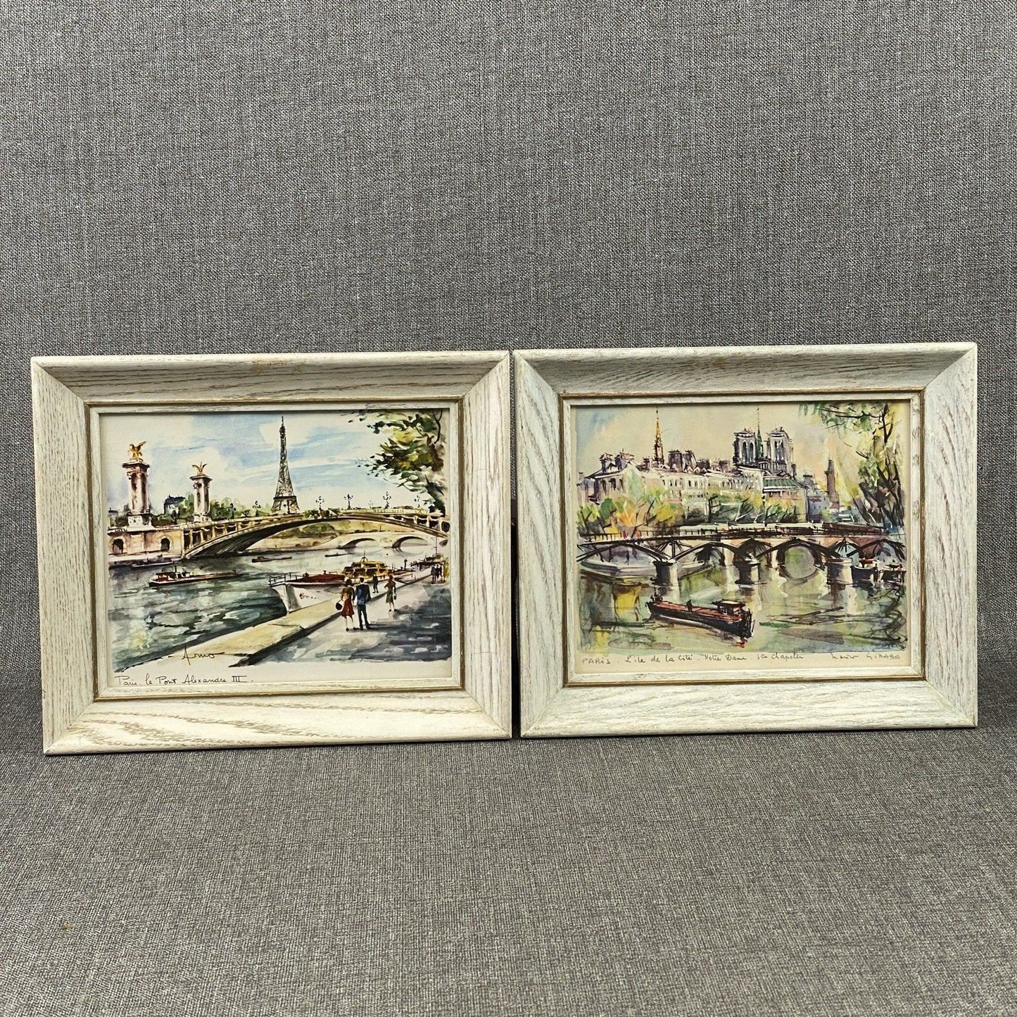 Lot of 2 Marius Girard Paris Scenes Offset Lithographs Framed Size: 12.5"x 10.5"