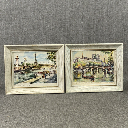 Lot of 2 Marius Girard Paris Scenes Offset Lithographs Framed Size: 12.5"x 10.5"