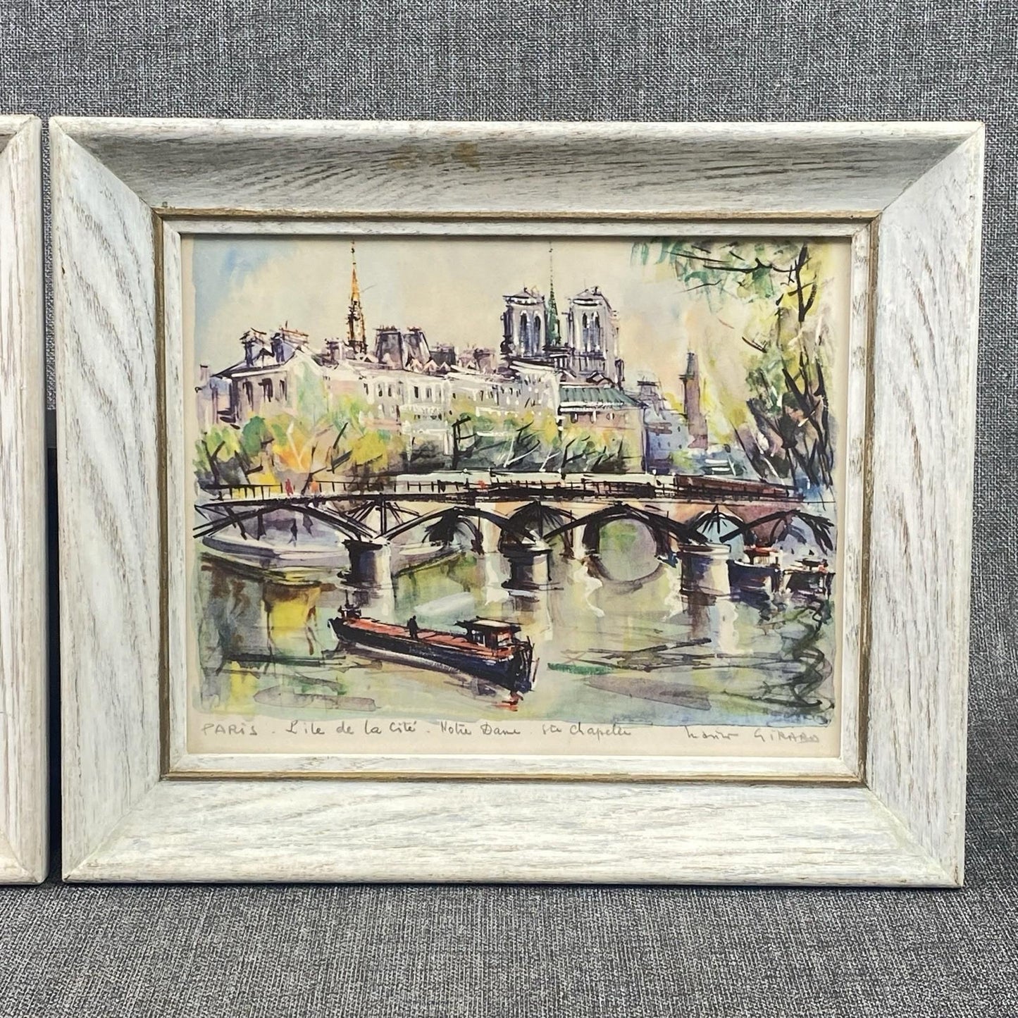Lot of 2 Marius Girard Paris Scenes Offset Lithographs Framed Size: 12.5"x 10.5"