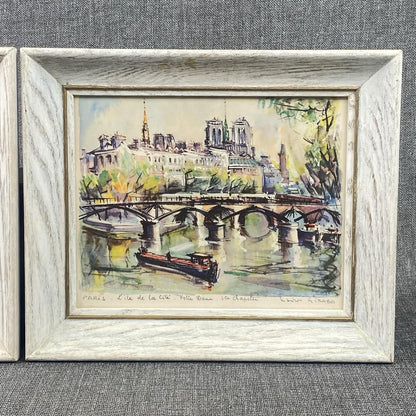 Lot of 2 Marius Girard Paris Scenes Offset Lithographs Framed Size: 12.5"x 10.5"