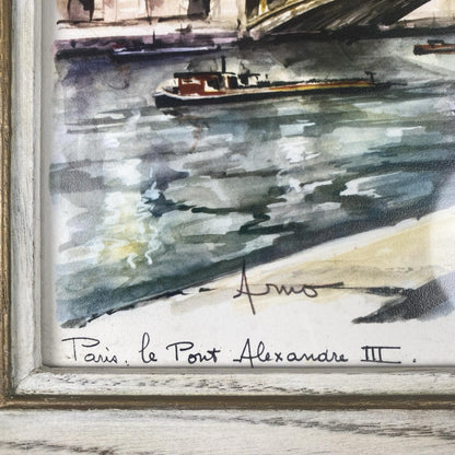 Lot of 2 Marius Girard Paris Scenes Offset Lithographs Framed Size: 12.5"x 10.5"