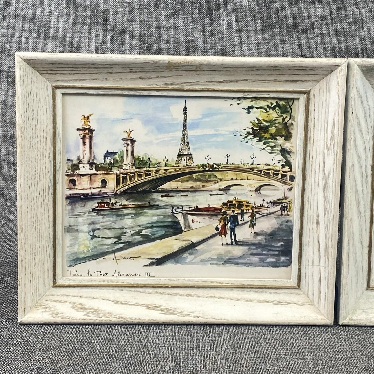 Lot of 2 Marius Girard Paris Scenes Offset Lithographs Framed Size: 12.5"x 10.5"