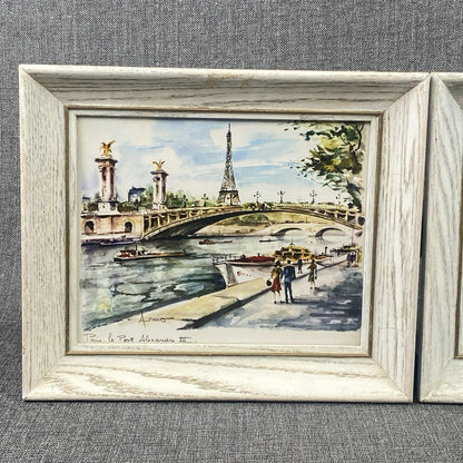 Lot of 2 Marius Girard Paris Scenes Offset Lithographs Framed Size: 12.5"x 10.5"