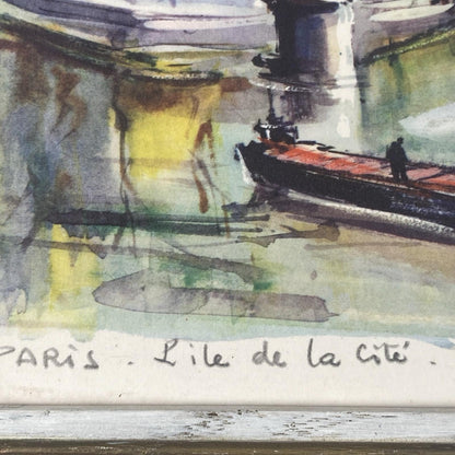 Lot of 2 Marius Girard Paris Scenes Offset Lithographs Framed Size: 12.5"x 10.5"