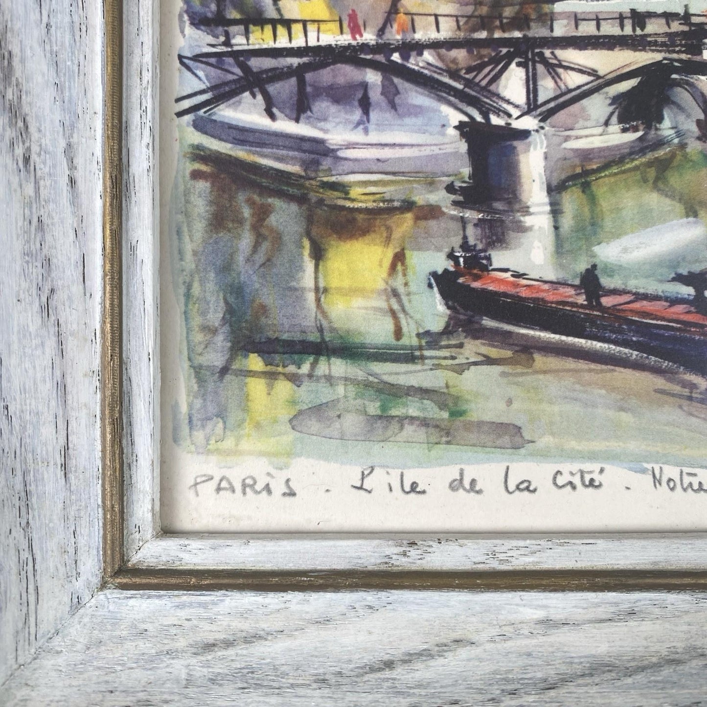 Lot of 2 Marius Girard Paris Scenes Offset Lithographs Framed Size: 12.5"x 10.5"
