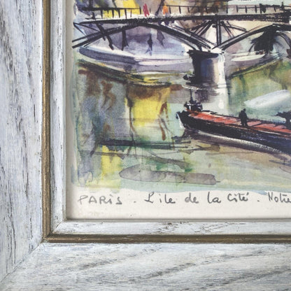 Lot of 2 Marius Girard Paris Scenes Offset Lithographs Framed Size: 12.5"x 10.5"
