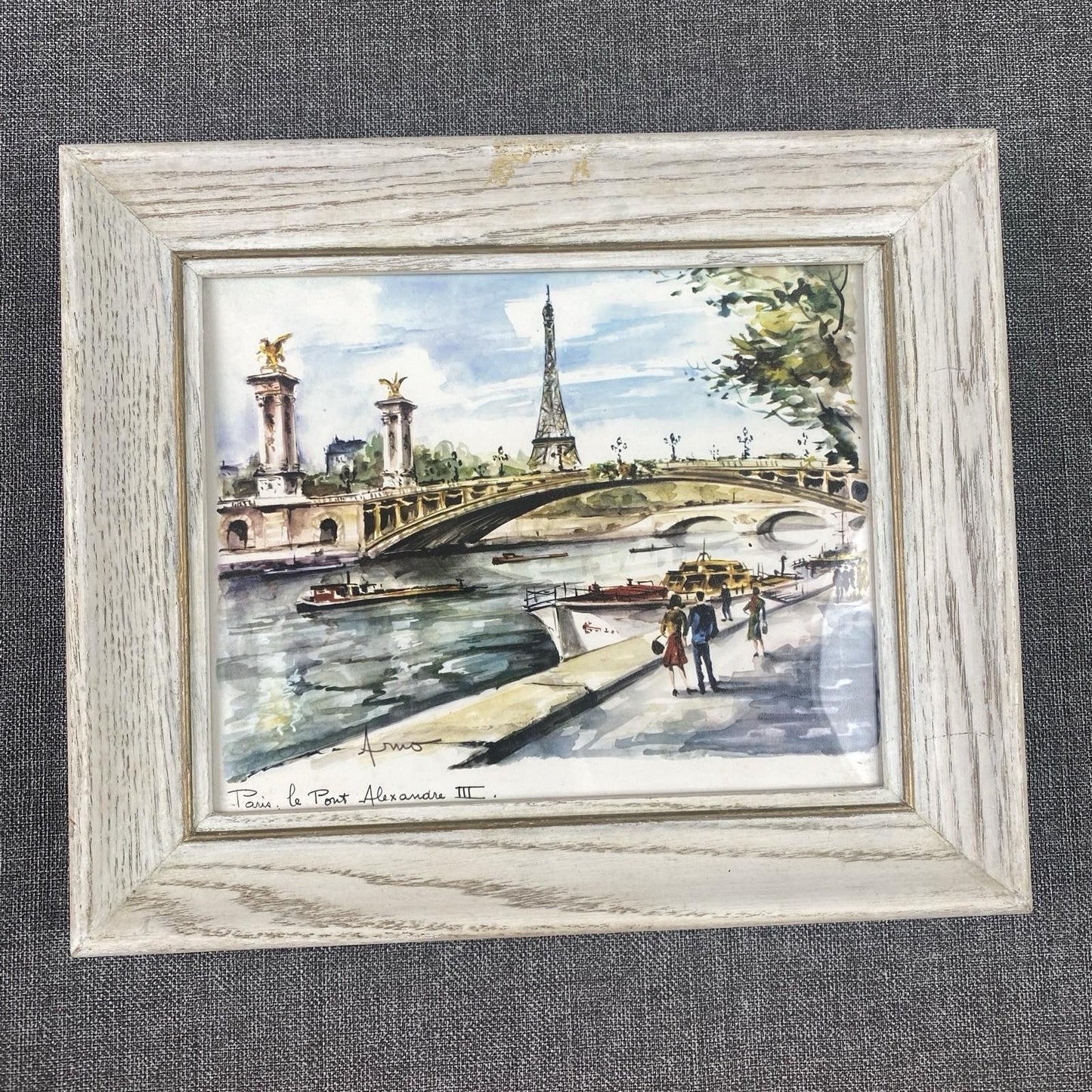 Lot of 2 Marius Girard Paris Scenes Offset Lithographs Framed Size: 12.5"x 10.5"