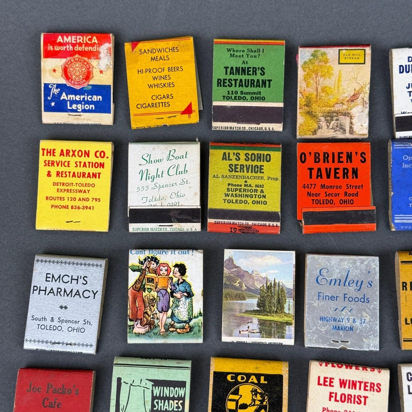 Vintage Matchbook Collection Lot 58pc Toledo Ohio Advertising Mixed Multi Good