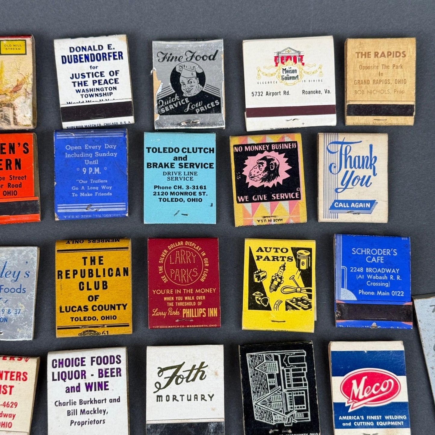 Vintage Matchbook Collection Lot 58pc Toledo Ohio Advertising Mixed Multi Good