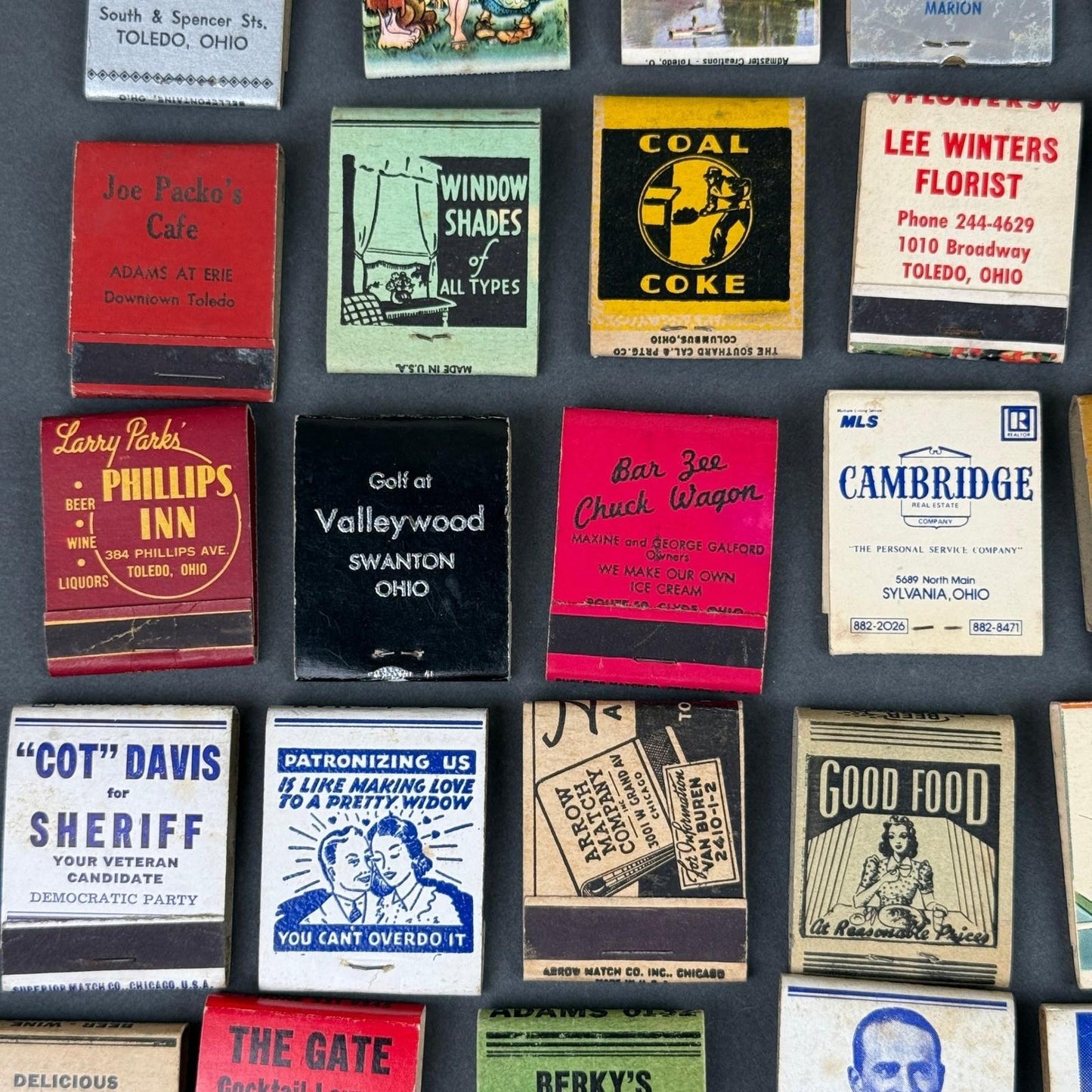 Vintage Matchbook Collection Lot 58pc Toledo Ohio Advertising Mixed Multi Good