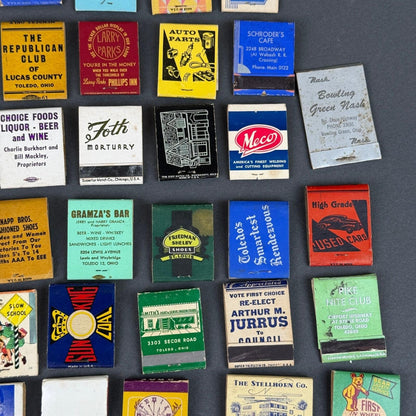 Vintage Matchbook Collection Lot 58pc Toledo Ohio Advertising Mixed Multi Good