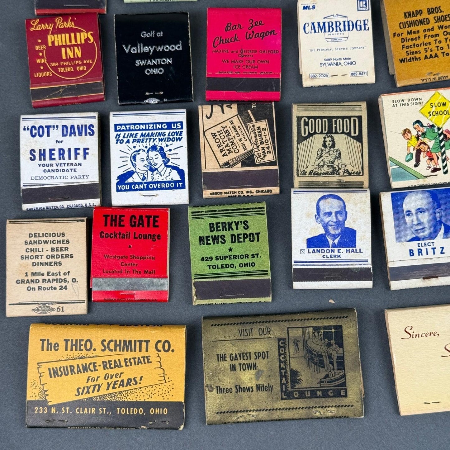 Vintage Matchbook Collection Lot 58pc Toledo Ohio Advertising Mixed Multi Good