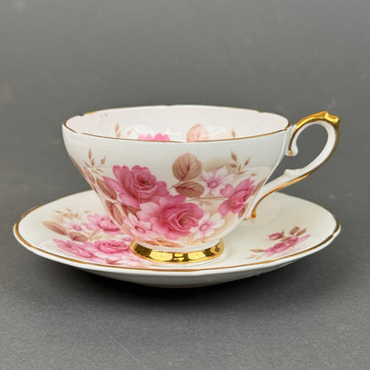 Royal Sutherland Staffordshire England Teacup Saucer Roses Set Vintage