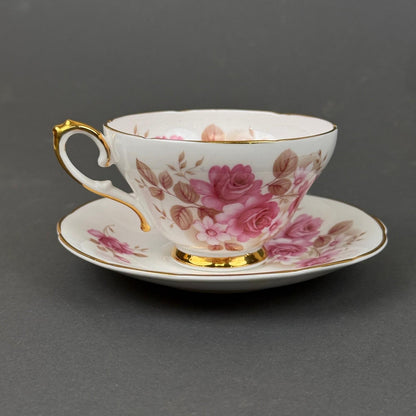Royal Sutherland Staffordshire England Teacup Saucer Roses Set Vintage