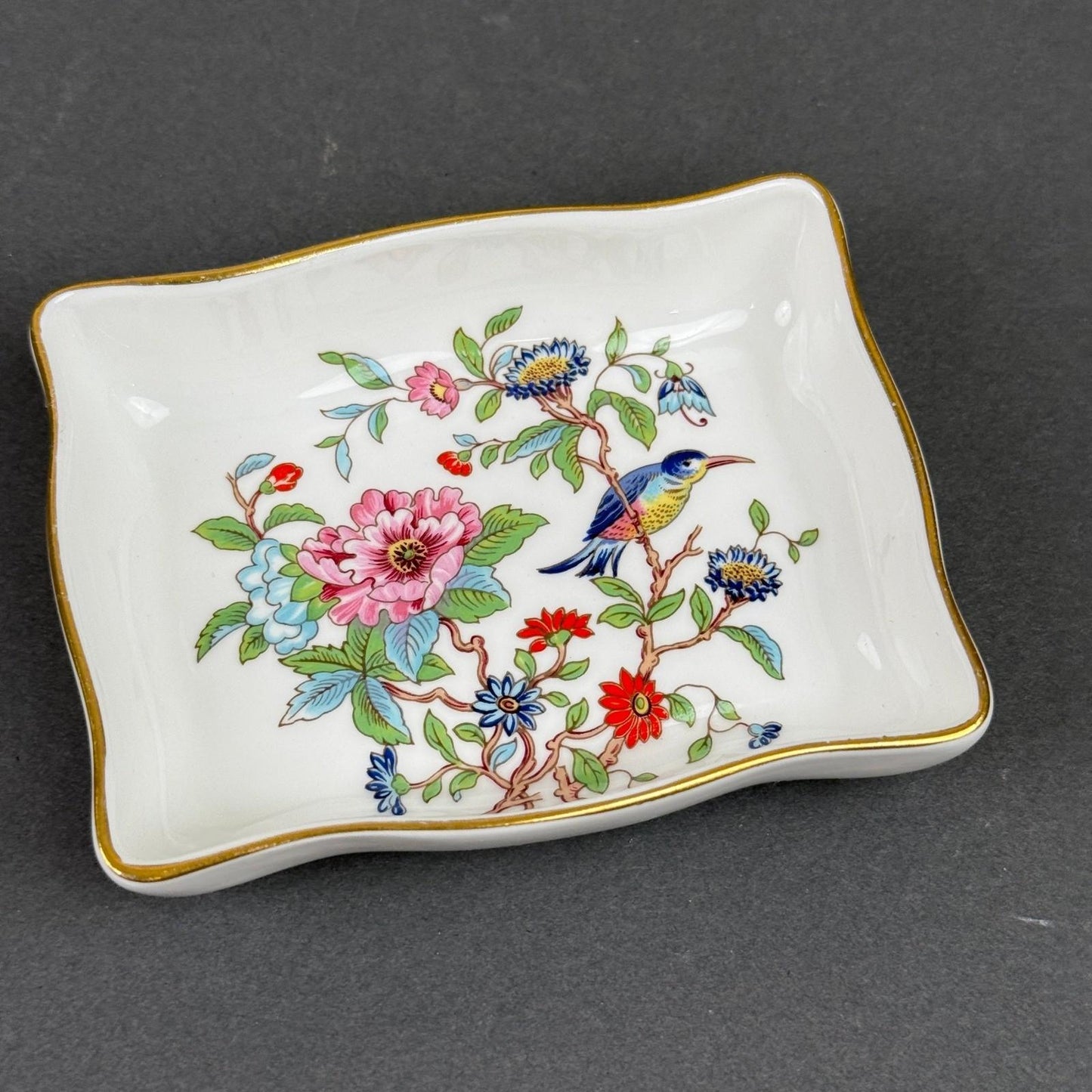 Aynsley Pembroke Bone China Set 3pc White Bird Floral Gold Trim