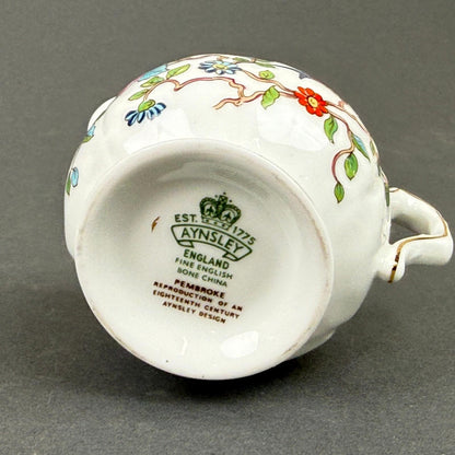 Aynsley Pembroke Bone China Set 3pc White Bird Floral Gold Trim