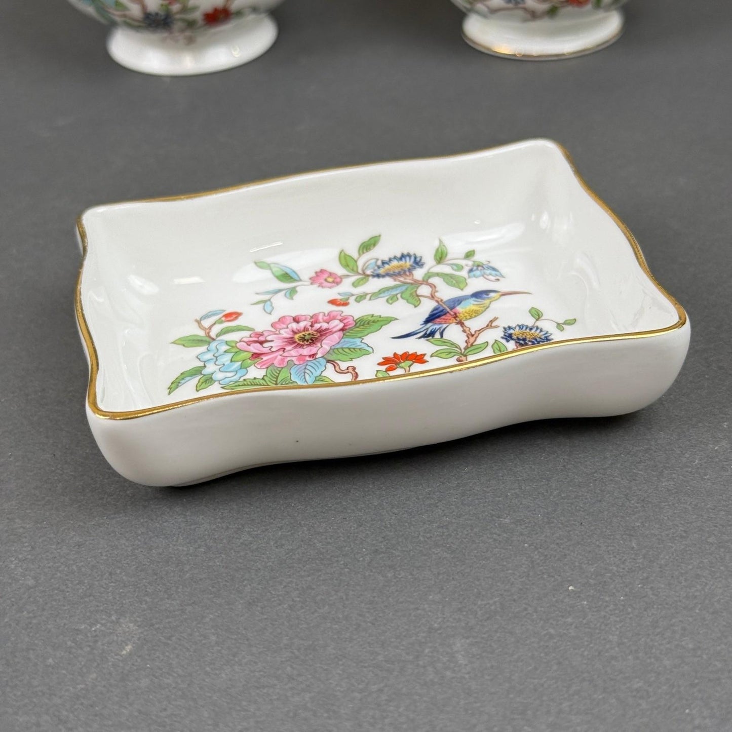 Aynsley Pembroke Bone China Set 3pc White Bird Floral Gold Trim
