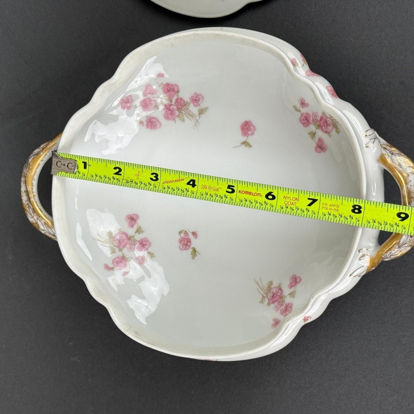 Haviland & Co. Limoges Porcelain Tureen Serving Dish Pink Floral Gold Trim