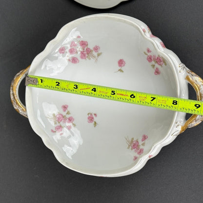 Haviland & Co. Limoges Porcelain Tureen Serving Dish Pink Floral Gold Trim