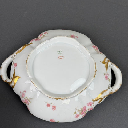 Haviland & Co. Limoges Porcelain Tureen Serving Dish Pink Floral Gold Trim