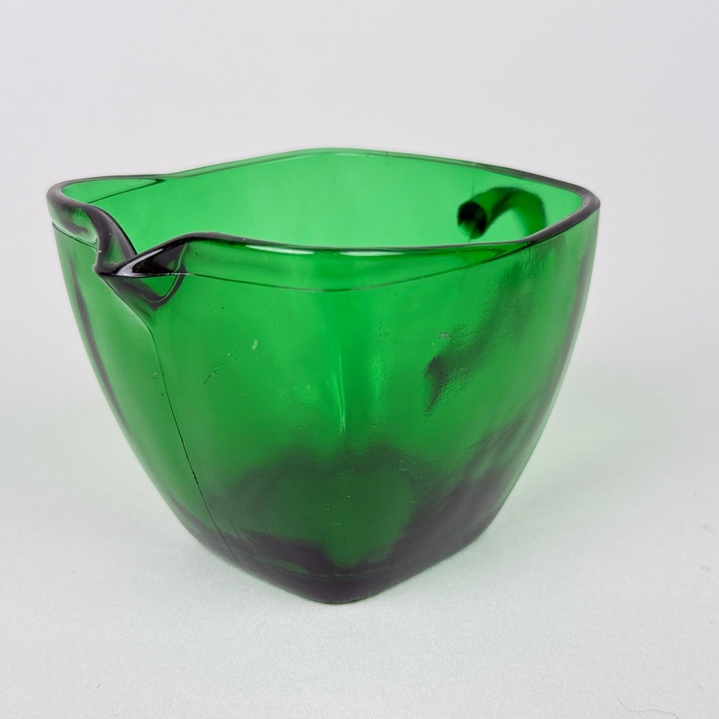 Anchor Hocking Emerald Green Glass Creamer and Sugar Set, Square Shaped