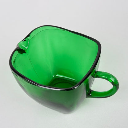 Anchor Hocking Emerald Green Glass Creamer and Sugar Set, Square Shaped