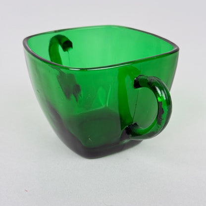 Anchor Hocking Emerald Green Glass Creamer and Sugar Set, Square Shaped