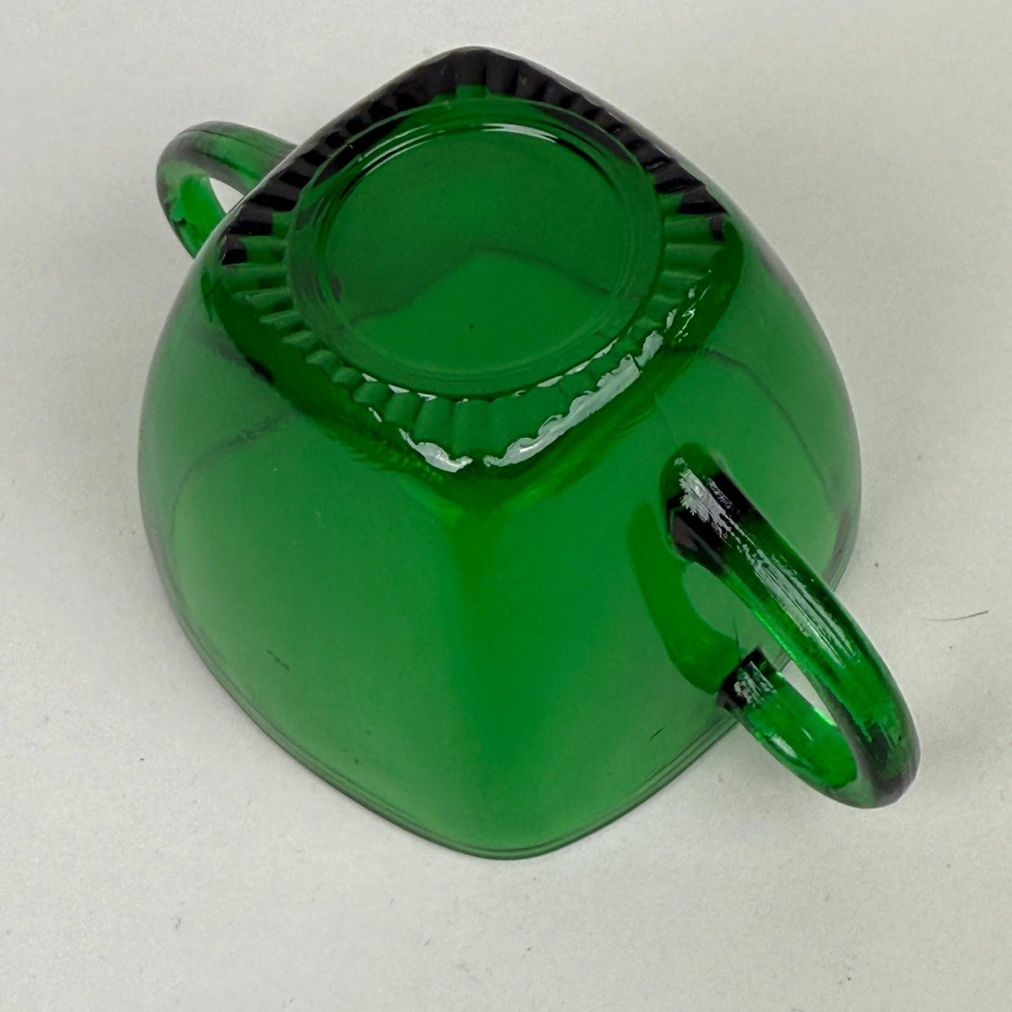Anchor Hocking Emerald Green Glass Creamer and Sugar Set, Square Shaped