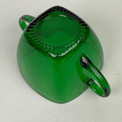 Anchor Hocking Emerald Green Glass Creamer and Sugar Set, Square Shaped