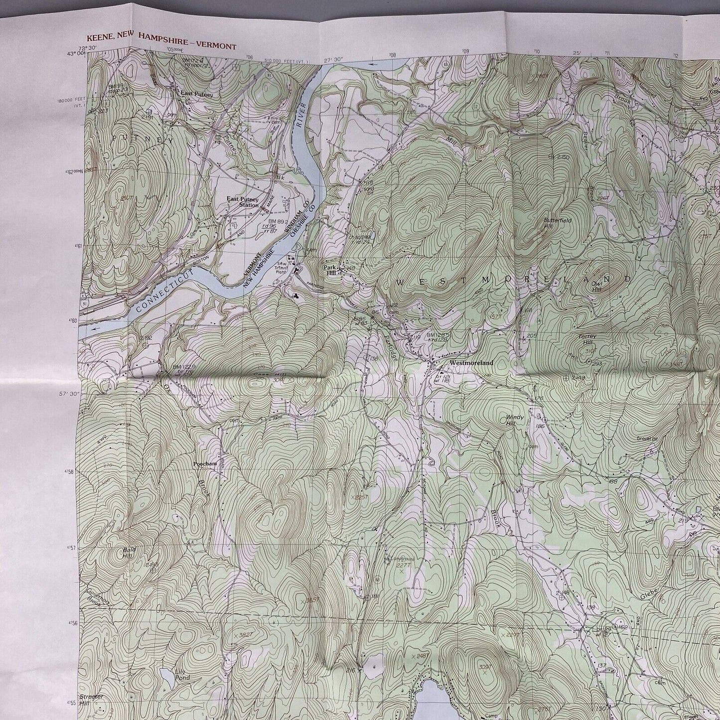 USGS Topographic Map 1992 Survey 30"x60" NH, VT Exeter