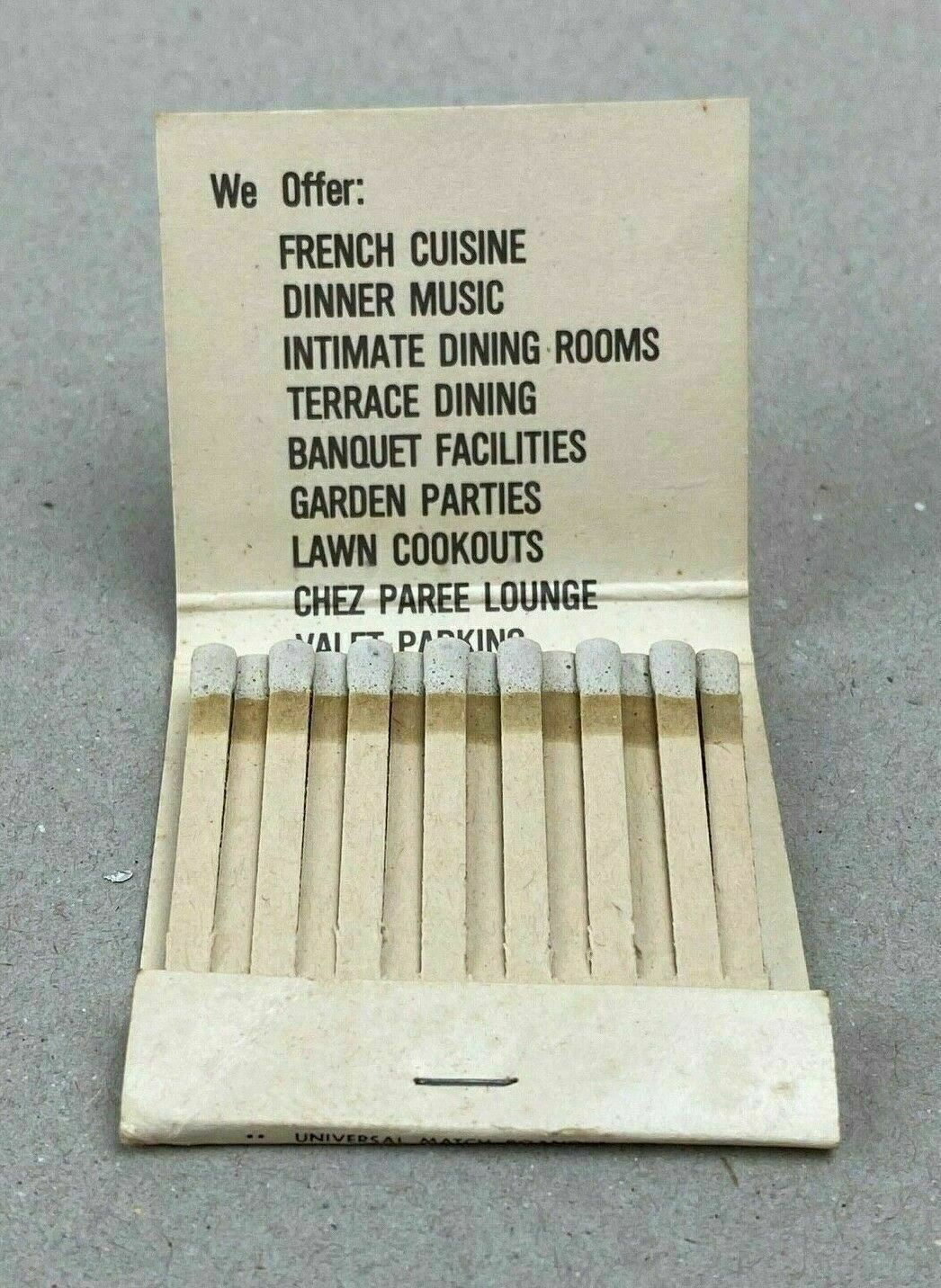 Vintage La Maison du Gourmet Matches Matchbook Roanoke, Virginia