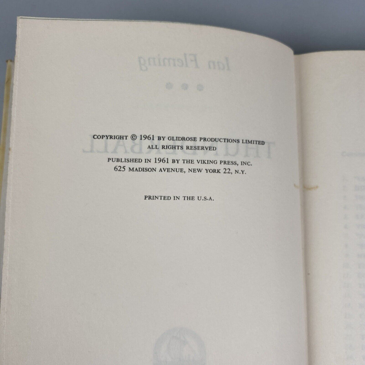 James Bond Novel: Thunderball by Ian Fleming 1961 Hardcopy Dust Jacket