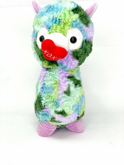 Kellytoy Hug Me Llama with XOXO Heart Plush Purple& Green Animal, 16.5 in.