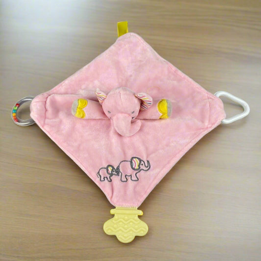 Girls Teething Toy Pink Elephant Chewbie Activity Security Blanket