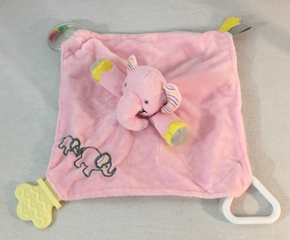 Girls Teething Toy Pink Elephant Chewbie Activity Security Blanket