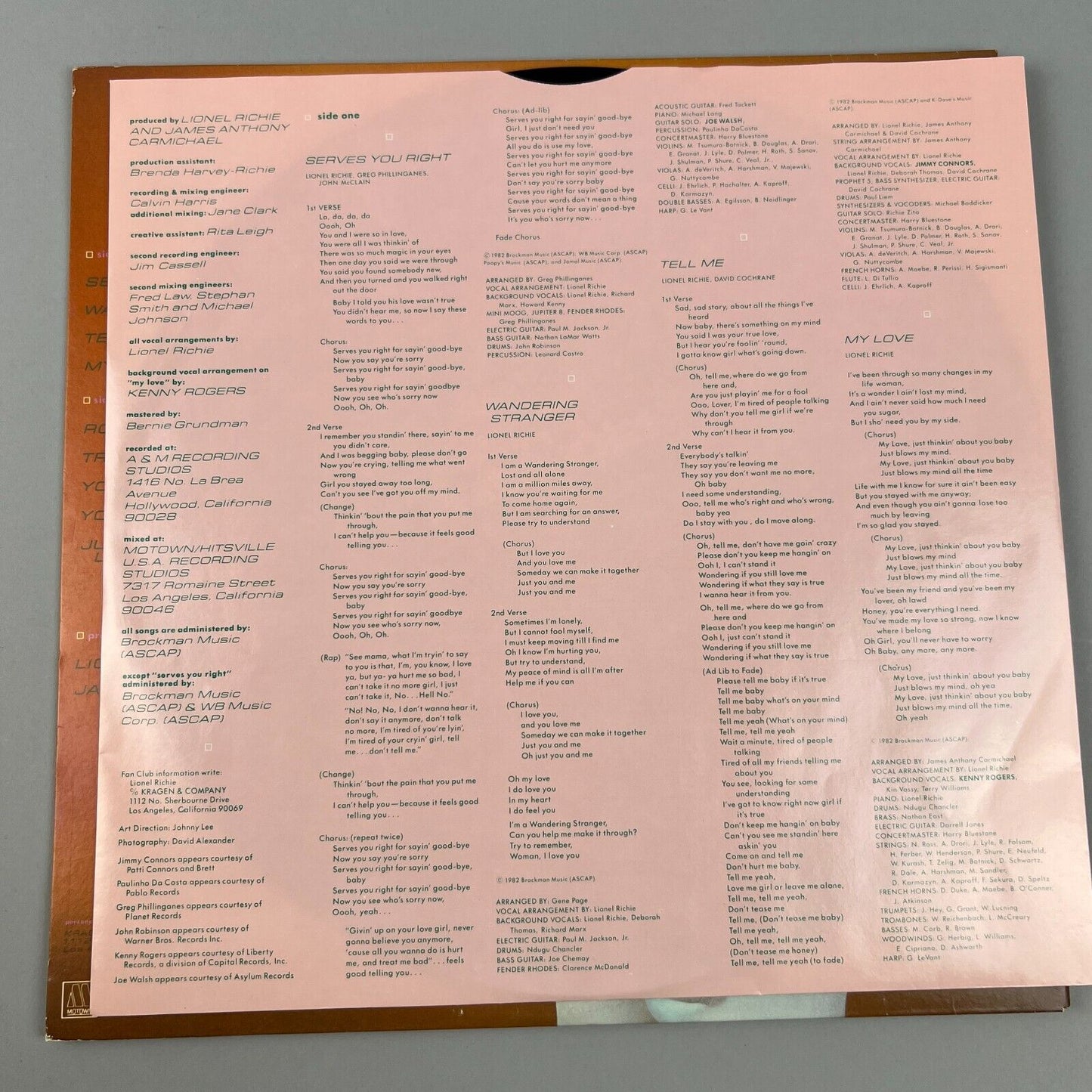 Lionel Richie - Motown Vinyl Record, Near Mint Condition