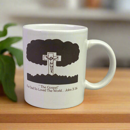 Vintage 1993 12oz Christian Mug John 3:16 "The Gospel" For God so loved the...