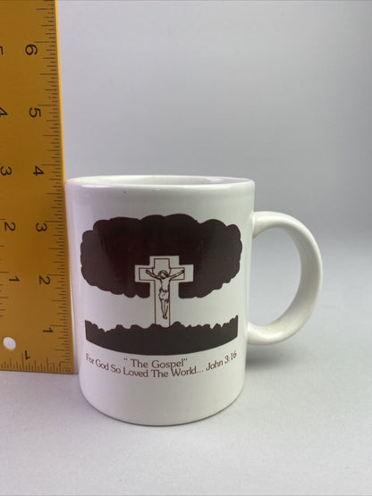 Vintage 1993 12oz Christian Mug John 3:16 "The Gospel" For God so loved the...