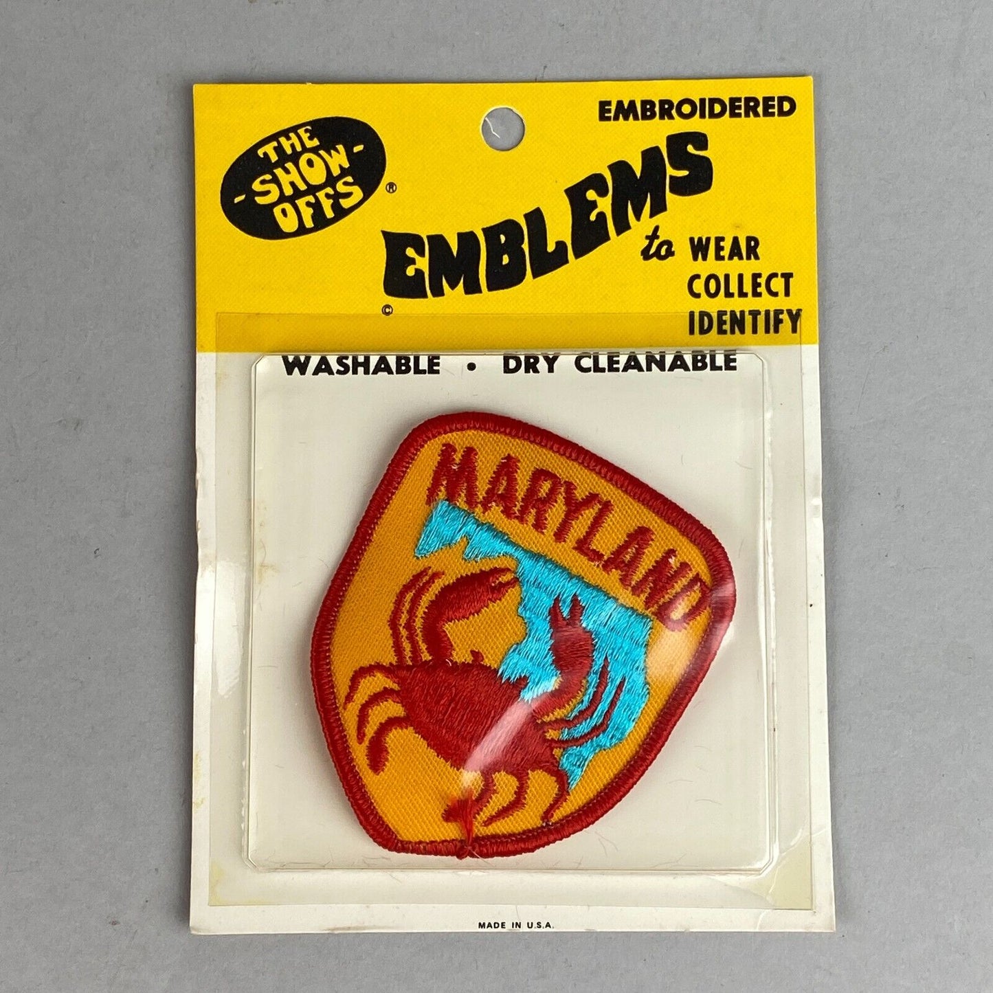 Vintage 'The Show Offs' Emblems MARYLAND Sew On Patch Wear or Collect