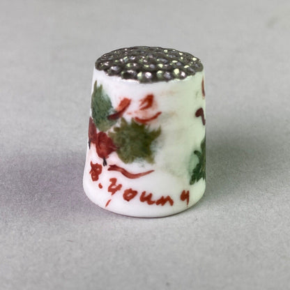 Vintage Thimble Hand Painted Signed B. Young